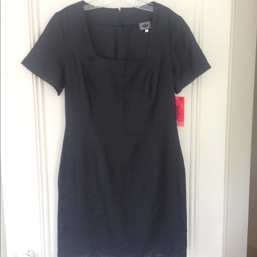NWT CASTRO Sheath Dress Career Black Linen Sz S(1)